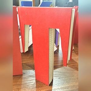 Book Letter T Red Handcut Upcycled